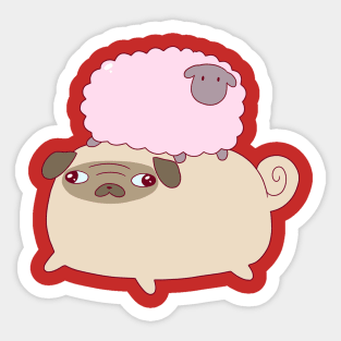 Pug and Little Sheep Sticker